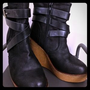 Suede Wedge Booties